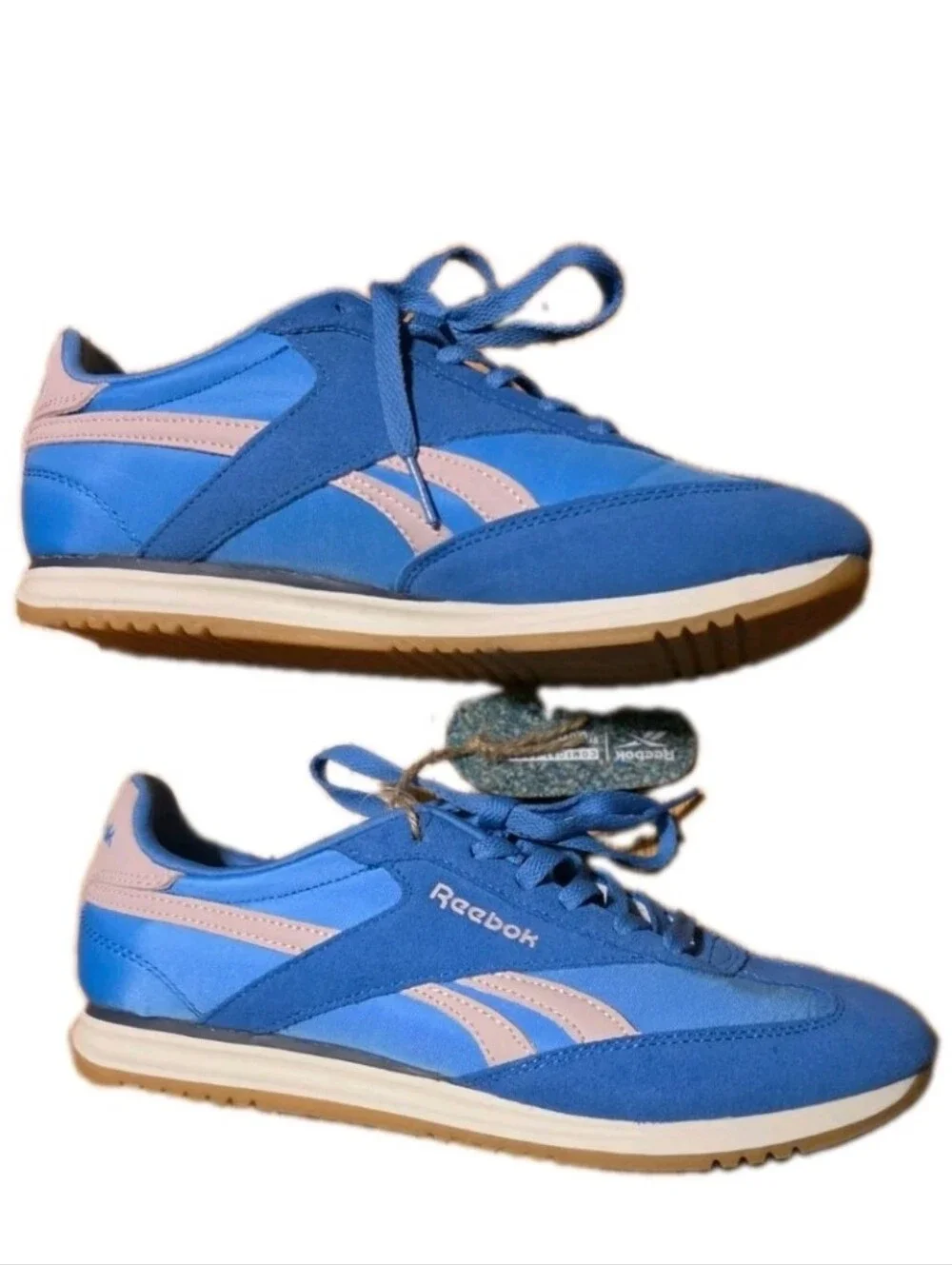 Reebok Shoes Women's 8.5 Fiona Blue Pink Retro Sneakers New